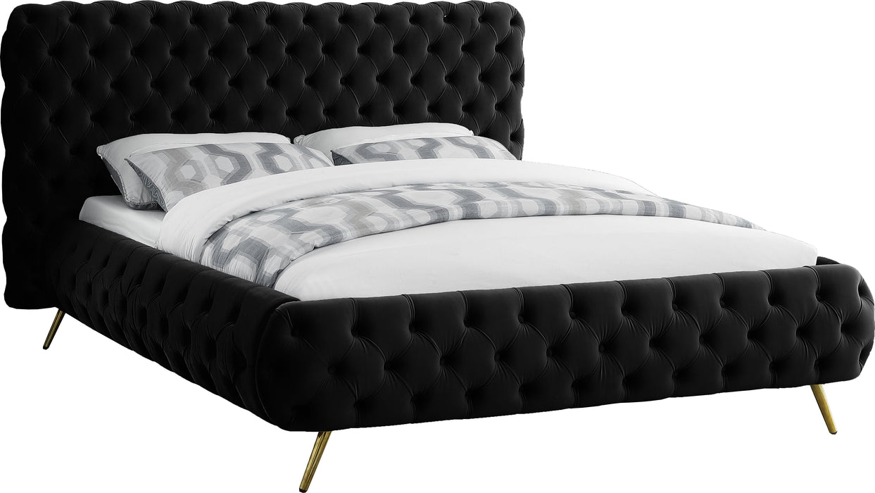 Delano Black Velvet Queen Bed