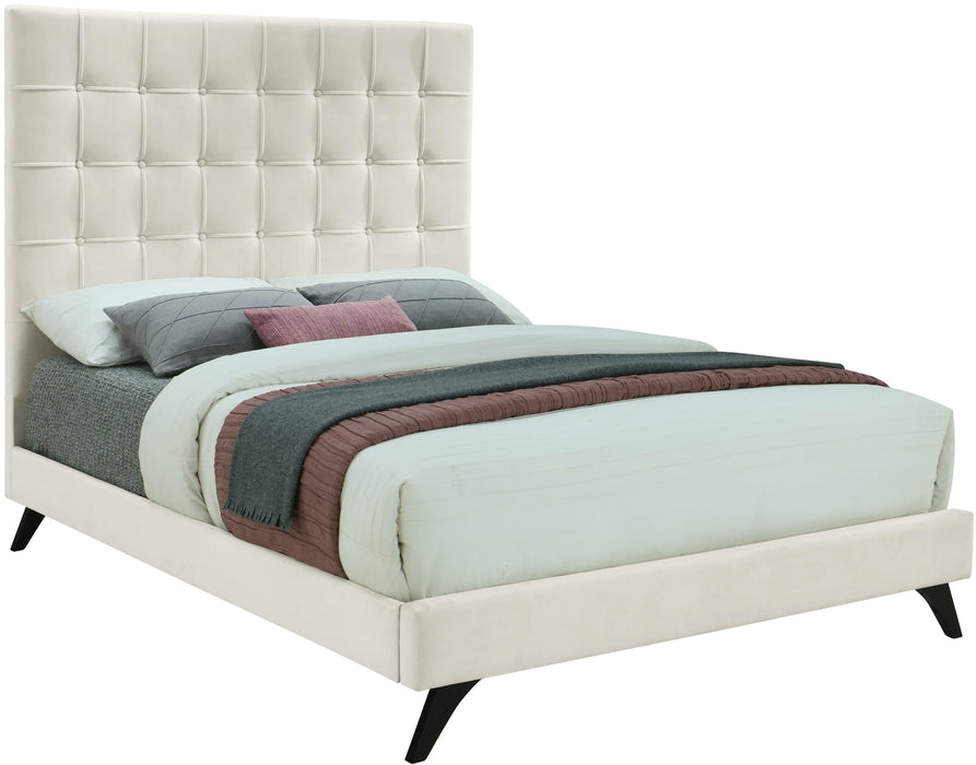 Elly Cream Velvet King Bed