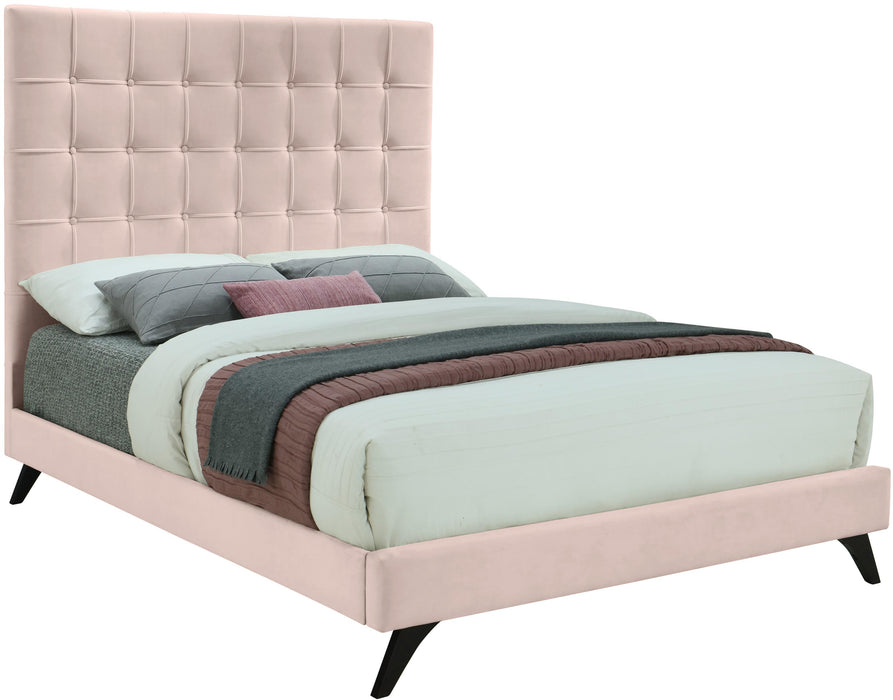 Elly Pink Velvet Queen Bed