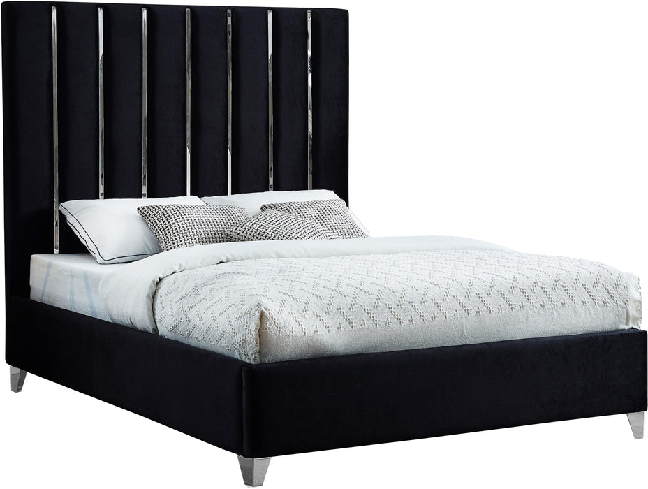 Enzo Black Velvet Queen Bed