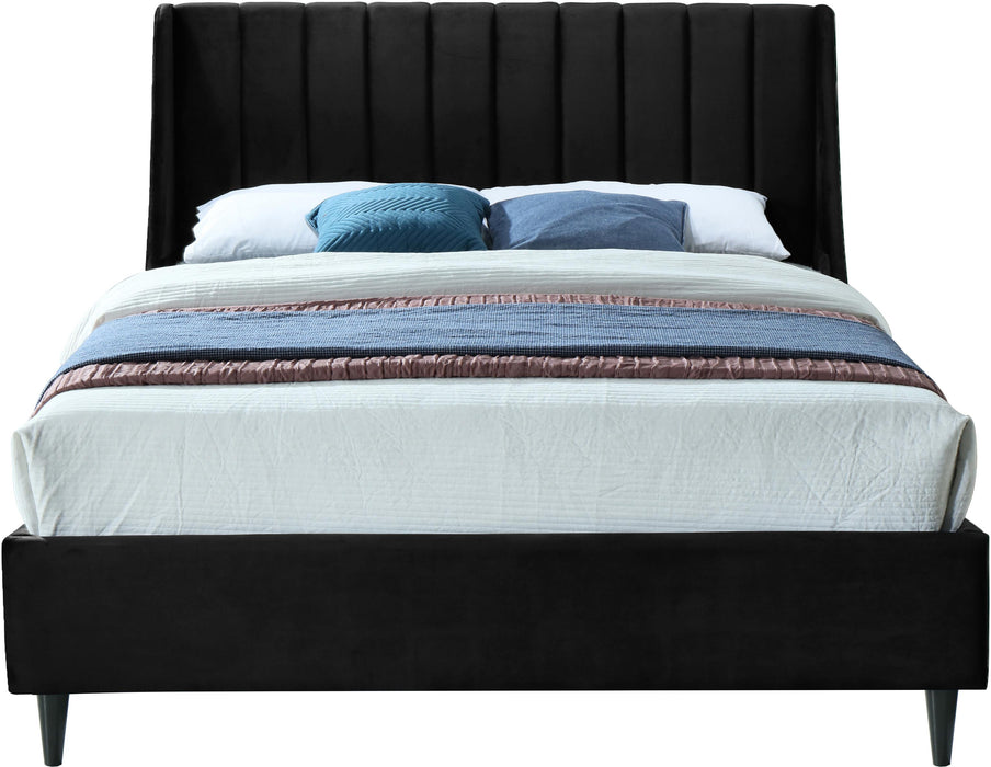 Eva Black Velvet Queen Bed