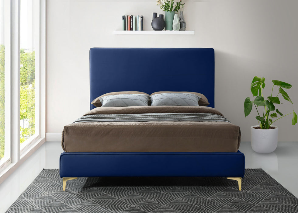 Geri Navy Velvet King Bed