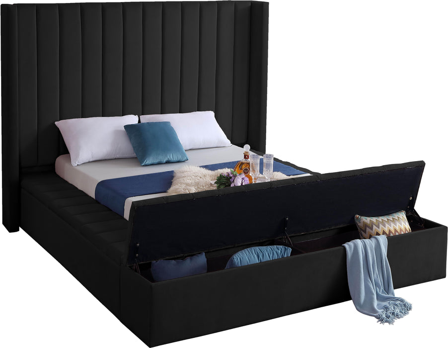 Kiki Black Velvet Full Bed (3 Boxes)