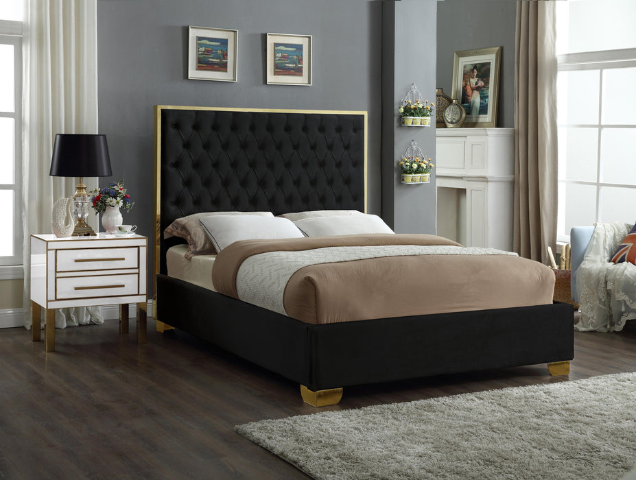 Lana Black Velvet Queen Bed