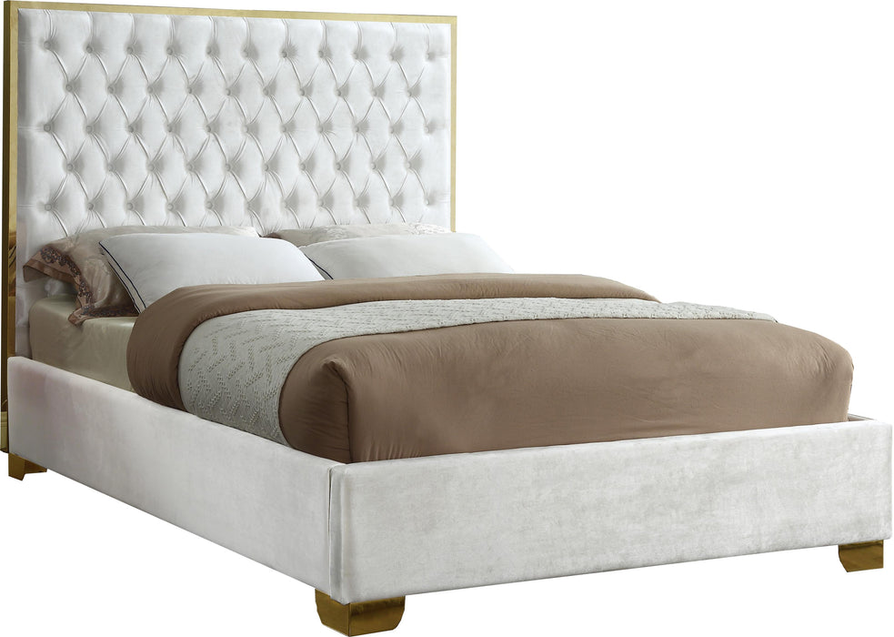 Lana White Velvet Queen Bed