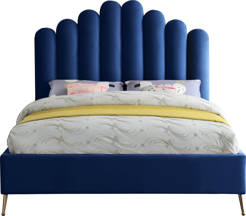Lily Navy Velvet King Bed