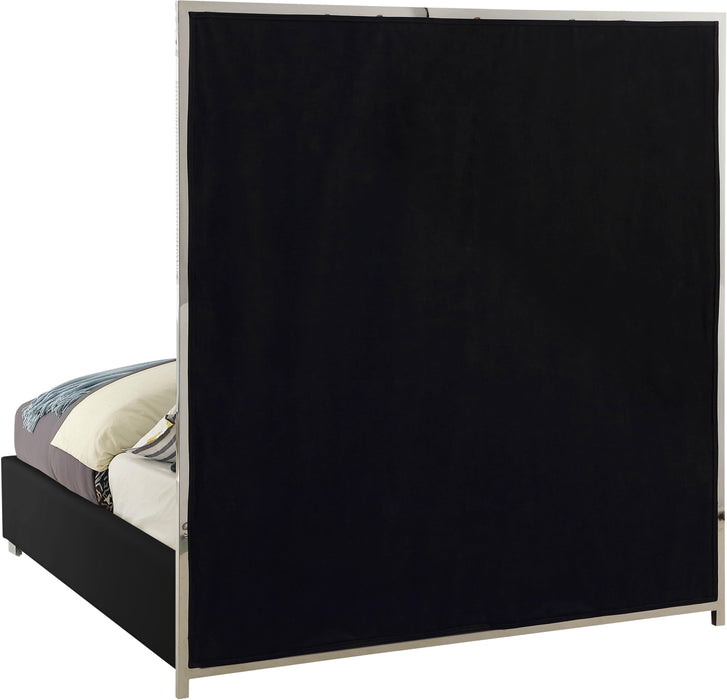 Milan Black Faux Leather Queen Bed