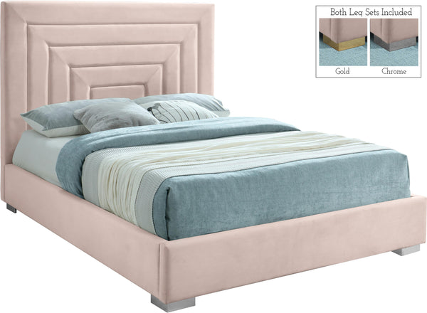 Nora Pink Velvet Queen Bed