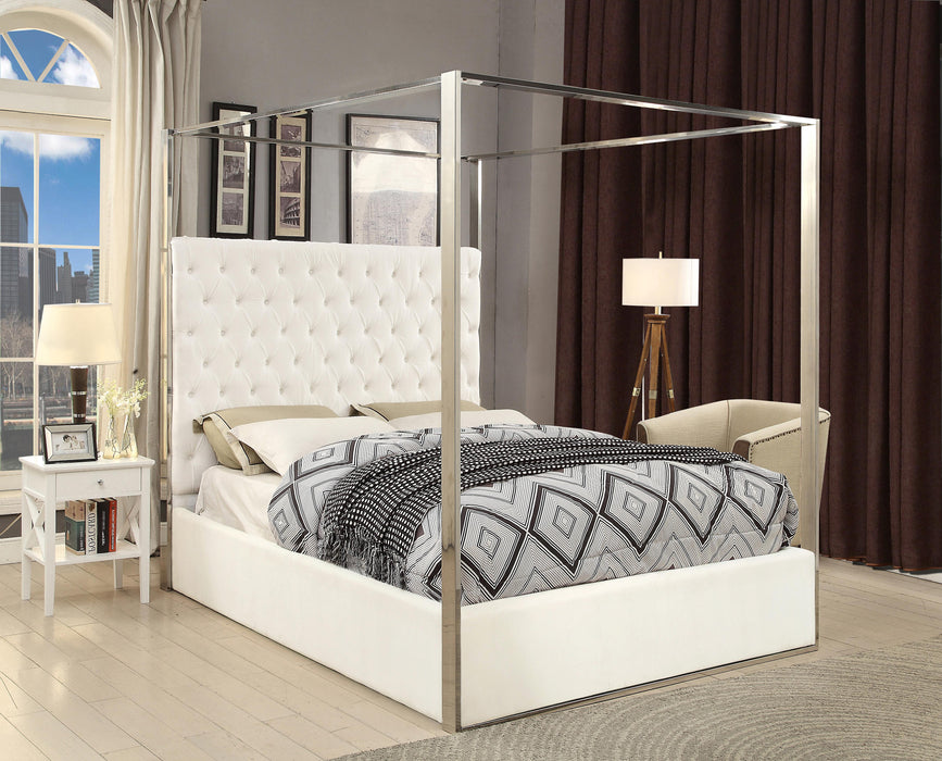 Porter White Velvet Queen Bed