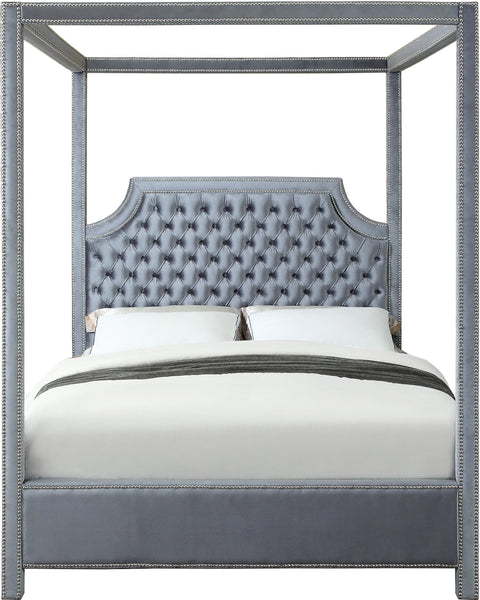 Rowan Grey Velvet King Bed (3 Boxes)