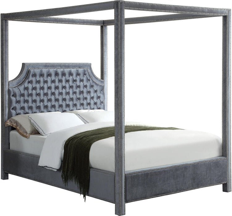 Rowan Grey Velvet Queen Bed (3 Boxes) image