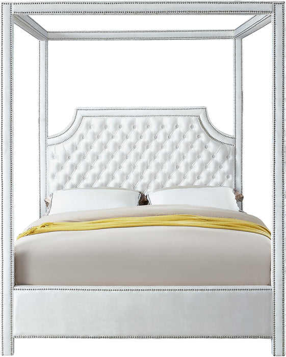 Rowan White Velvet King Bed (3 Boxes)