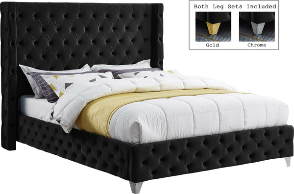 Savan Black Velvet Full Bed