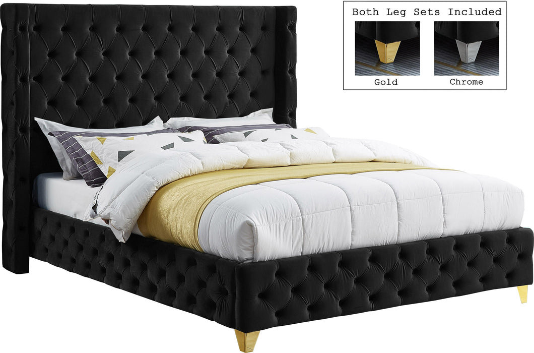 Savan Black Velvet Full Bed image