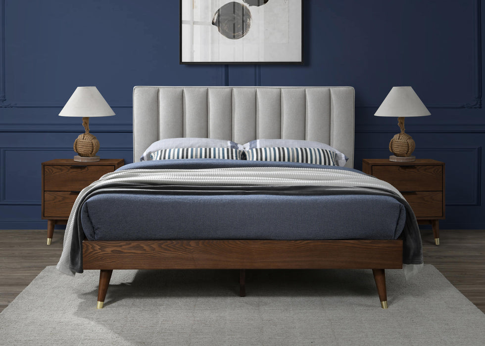 Vance Beige Linen Fabric Queen Bed (3 Boxes)