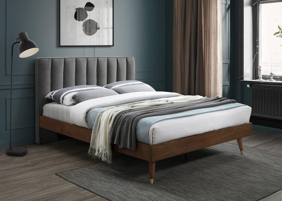 Vance Grey Linen Fabric King Bed (3 Boxes)