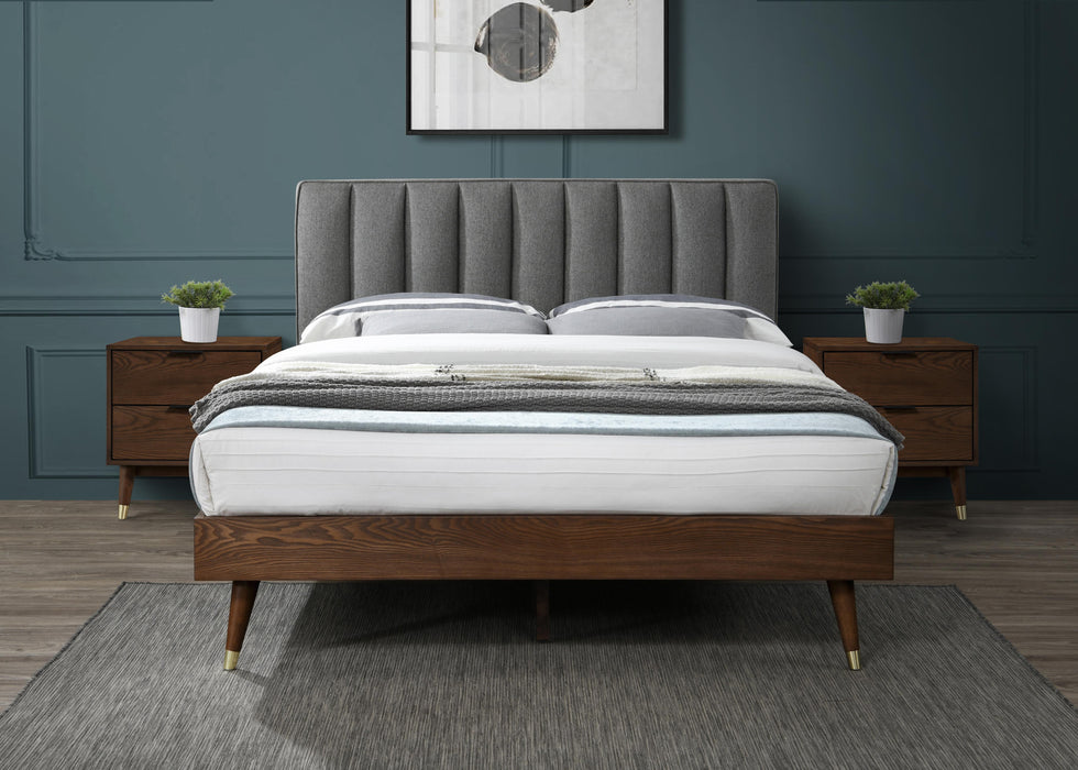 Vance Grey Linen Fabric King Bed (3 Boxes)