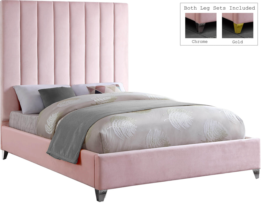Via Pink Velvet King Bed