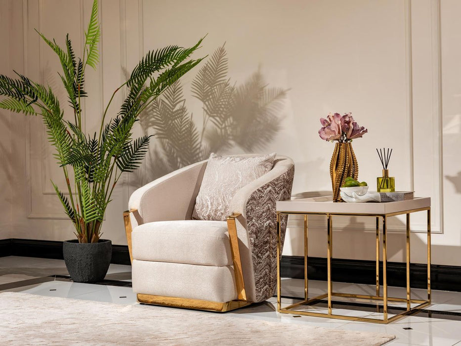 AICO Carmela Side Table in Shimmer Ivory