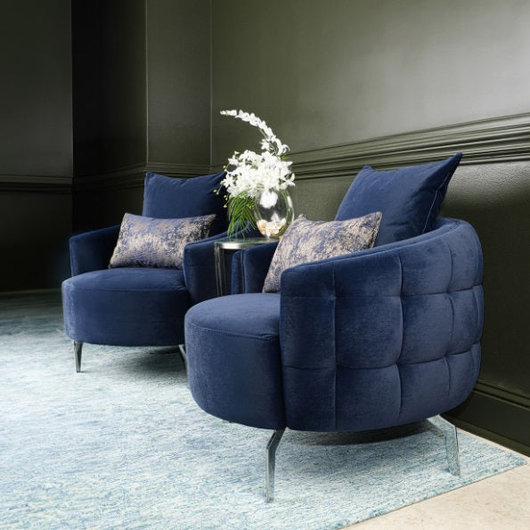 AICO Furniture Celine Chair in Indigo/Silver