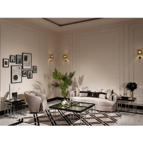 AICO Furniture Carmela Mansion Sofa Zinc in Silver