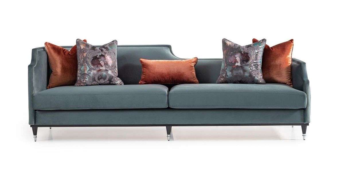 AICO La Francaise Mansion Sofa in Azure/Black