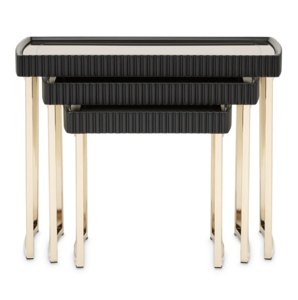 AICO Furniture Lisbon Nesting Table in Silken Matte Black