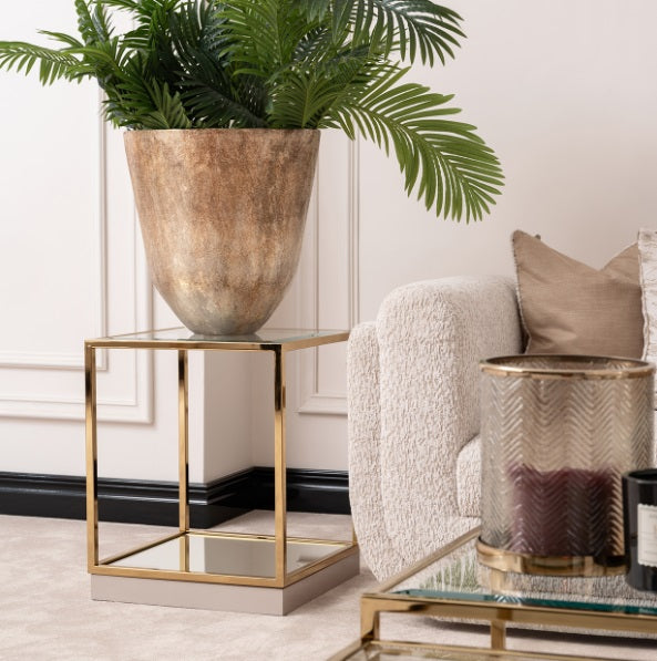 AICO Furniture Savannah Breeze End Table in Bright Gold