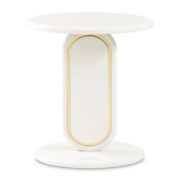 AICO Furniture Sassani Accent Table in Pearl White/Gold