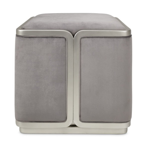 AICO Furniture Linea Ottoman in Silver Mist