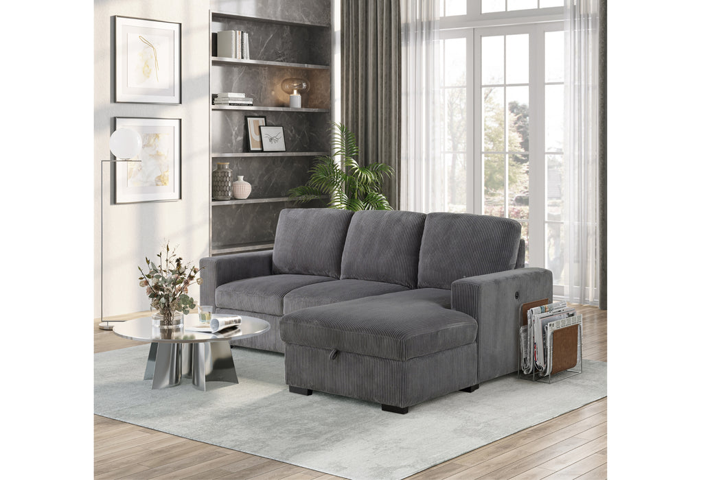 U2660 GREY L SOFA BED SECTIONAL WITH PULLOUT