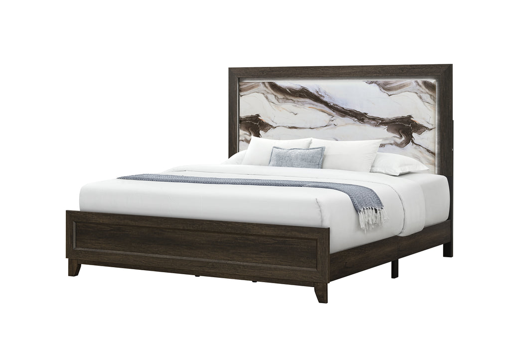 HARMONY BROWN QUEEN BED WITH LED