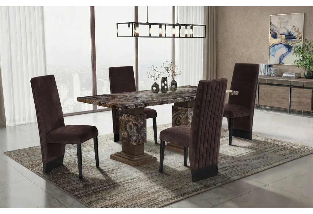 D12 BROWN DINING TABLE WITH 8 D12 BROWN DINING CHAIRS