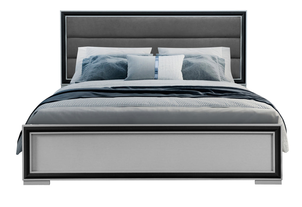 AMELIA GREY/BLACK KING BED, DRESSER, MIRROR, NIGHTSTAND