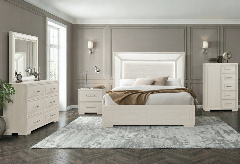 CLARA BEIGE KING BED WITH LED