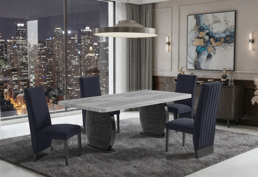 D2502 DINING TABLE AND 6 D12 BLACK DINING CHAIR