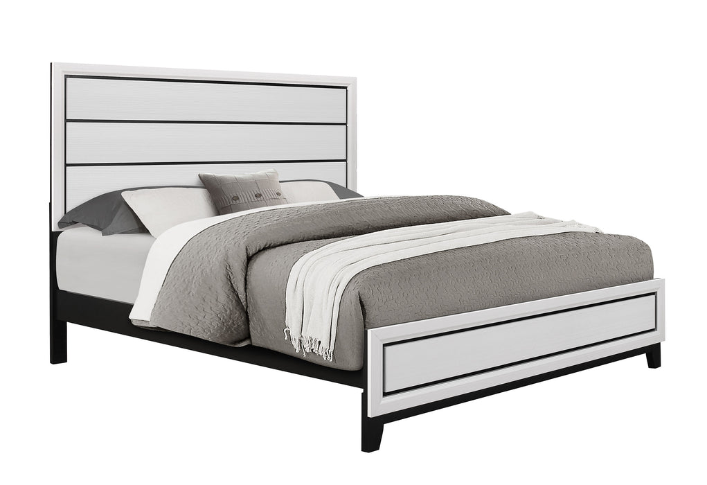 KATE WHITE KING BED, DRESSER, MIRROR AND NIGHTSTAND