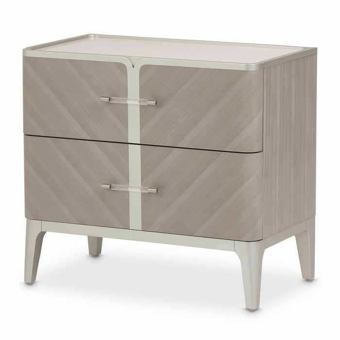 AICO Lanterna Nightstand in Silver Mist