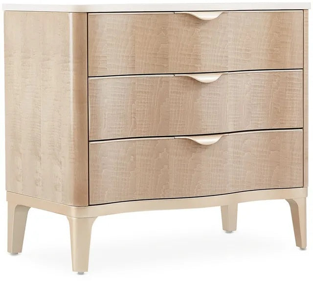 AICO Malibu Crest 3 Drawer Nightstand in Blush