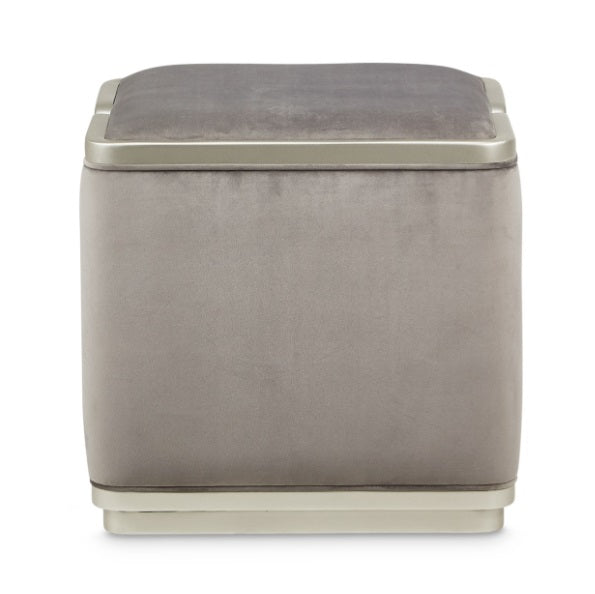 AICO Furniture Linea Linea Ottoman Gray Pearl in Silver Mist