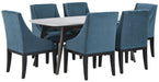 Palliser Furniture Mix and Match Benedict Table with 6 Diana Wing Chair Dining Set 119-152K74 image