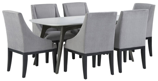 Palliser Furniture Mix and Match Benedict Table with White Wood top and 6 Diana Wing Chair Dining Set 119-152K76 image