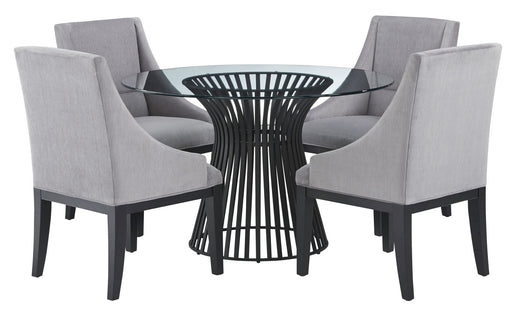 Palliser Furniture Mix and Match Naomi Round Dining Table with Glass Top and 4 Diana Wing Chair Dining Set in Gray 119-155BG56 image