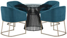Palliser Furniture Mix and Match Naomi Round Dining Table with Glass Top and 4 Scarlett Chair Dining Set in Dark Teal 119-155BG58 image