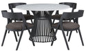 Palliser Furniture Mix and Match Naomi Round Dining Table with Marble Top and 4 Calvin Bent Wood Chair Dining Set in Charcoal Gray 119-156BM50 image