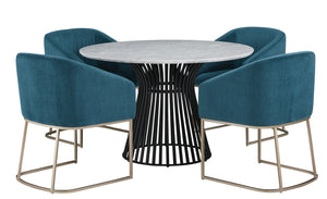 Palliser Furniture Mix and Match Naomi Round Dining Table with Marble Top and 4 Scarlett Chair Dining Set in Dark Teal 119-156BM58 image