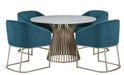 Pallister Furniture Mix and Match Naomi Round Dining Table with Gold Base and 4 Scarlett Chairs Dining Set in Dark Teal Velvet 119-156GM58 image