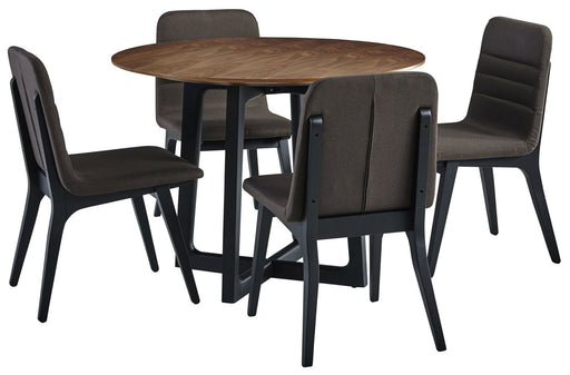 Palliser Furniture Mix and Match Round Dining Table and 4 Fredrick Side Chair Dining Set in Brown 119-162K52 image