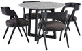 Palliser Furniture Mix and Match Clara Round Dining Table and 4 Calvin Bent Wood Chairs Dining Set in Grey 119-163K50 image