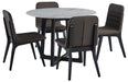 Palliser Furniture Mix and Match Clara Round Dining Table and 4 Fredrick Side Chairs Dining Set in Grey 119-163K52 image